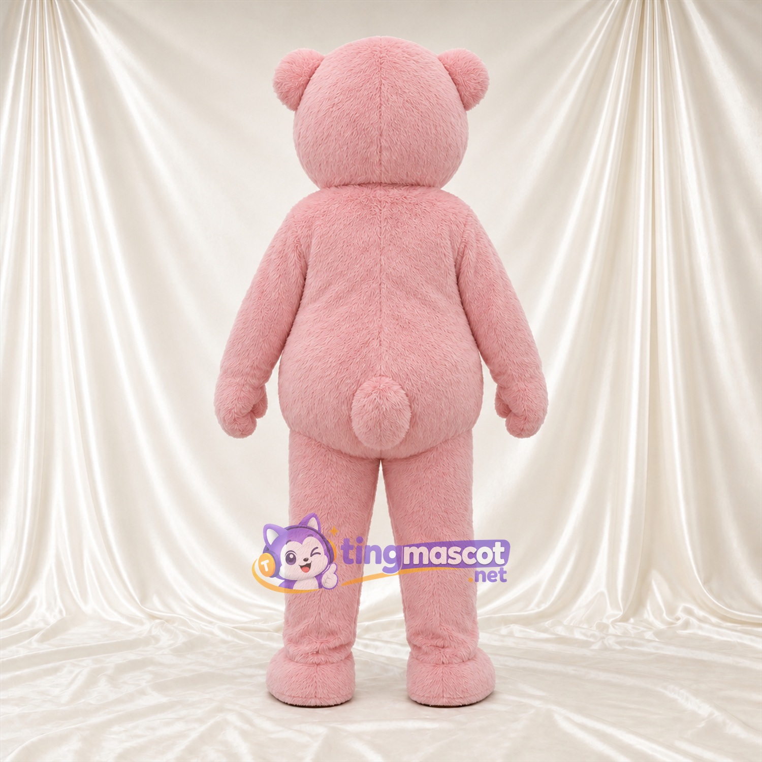 Maskottchenkostüm Bär – rosa – Runder Bauch; Schnauze (creme) Maskottchenkostüm Bär – rosa – Runder Bauch; Schnauze (creme)