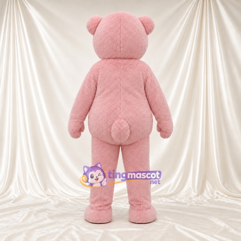 Maskottchenkostüm Bär – rosa – Runder Bauch; Schnauze (creme) Maskottchenkostüm Bär – rosa – Runder Bauch; Schnauze (creme)