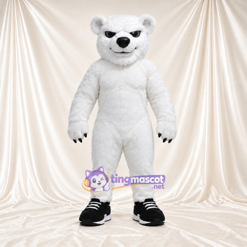Costume de mascotte Ours polaire – blanc – Baskets (noir)