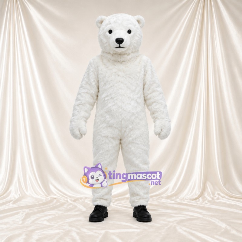 Costume de mascotte Ours polaire – blanc – Chaussures (noir) Costume de mascotte Ours polaire – blanc – Chaussures (noir)