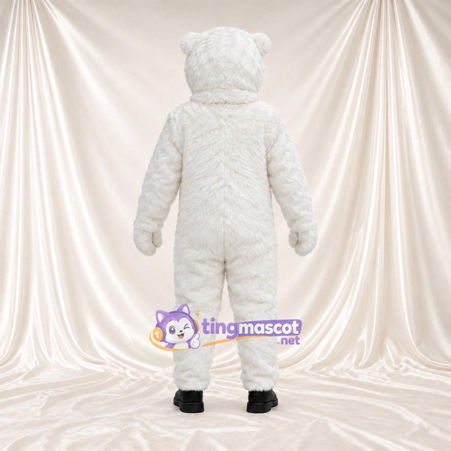 Costume de mascotte Ours polaire – blanc – Chaussures (noir) Costume de mascotte Ours polaire – blanc – Chaussures (noir)