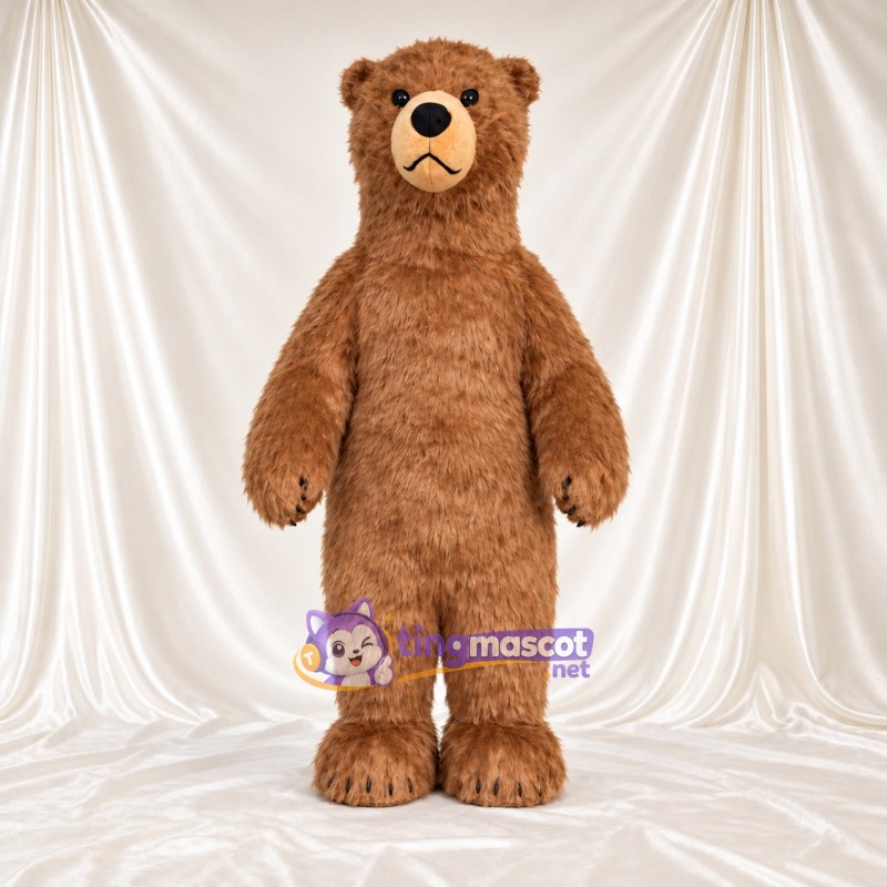 Maskottchenkostüm Bär – braun – Schnauze (creme); Geschlossener Mund Maskottchenkostüm Bär – braun – Schnauze (creme); Geschlossener Mund