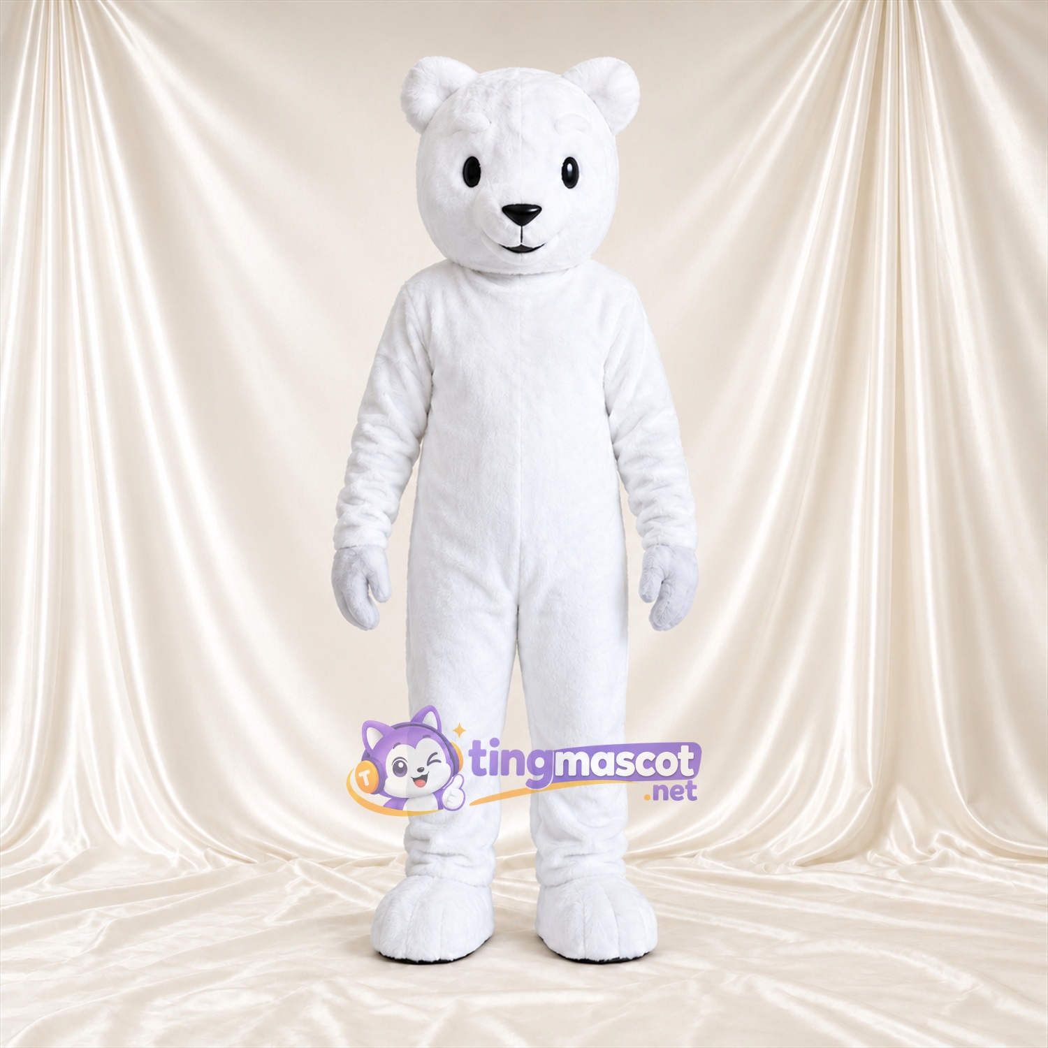Maskottchenkostüm Eisbär – weiß – Lange Ohren; Schnauze Maskottchenkostüm Eisbär – weiß – Lange Ohren; Schnauze