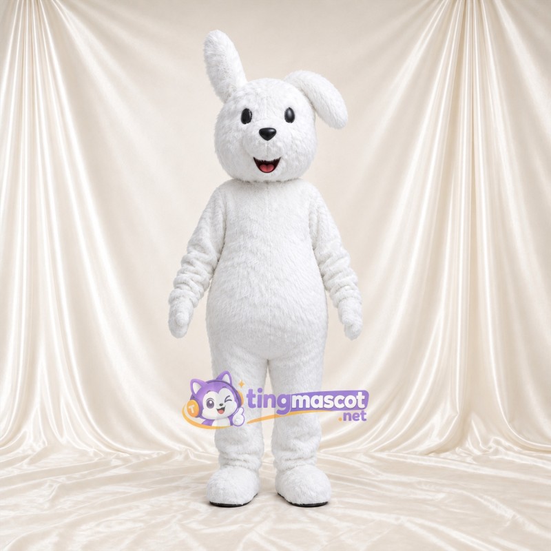 Costume de mascotte Lapin – blanc – Petites oreilles rondes; Tête Costume de mascotte Lapin – blanc – Petites oreilles rondes; Tête
