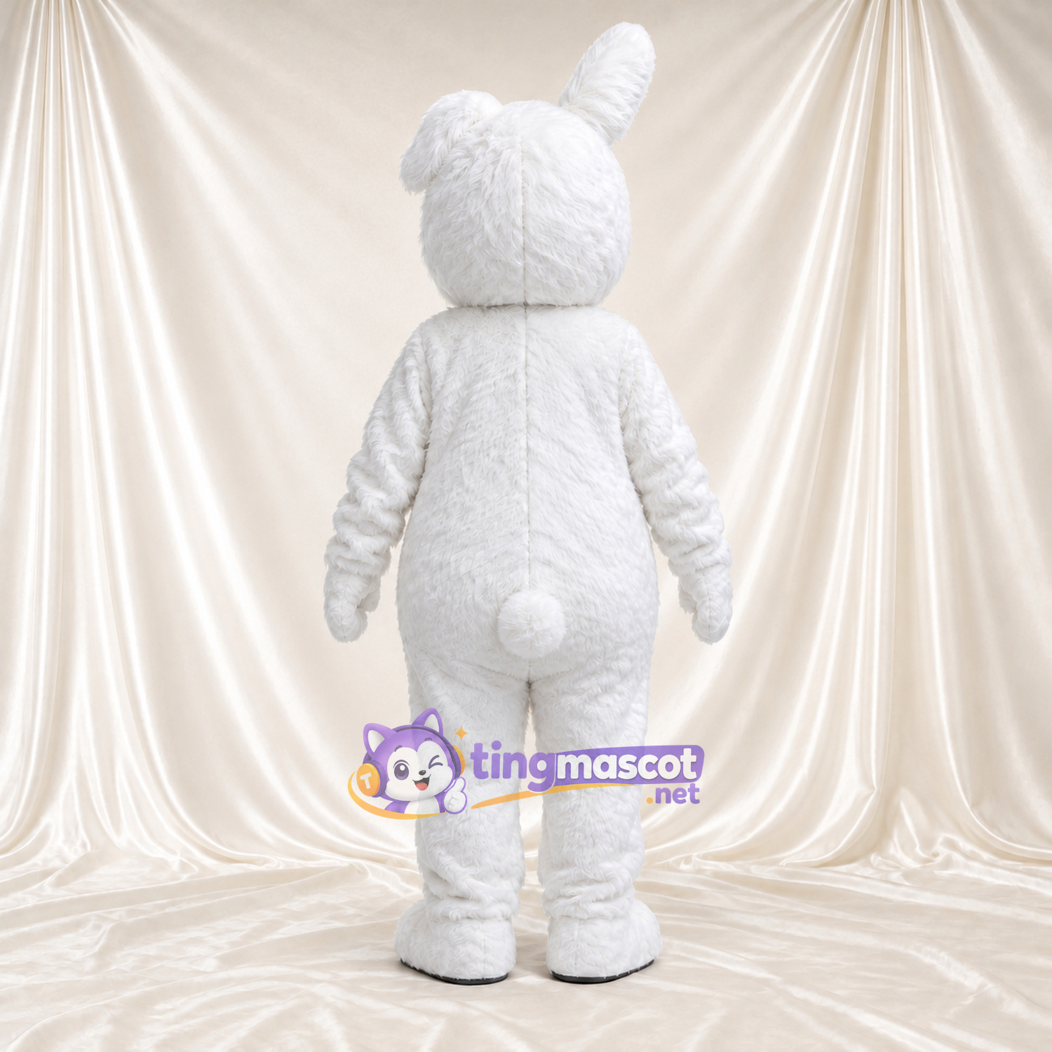 Costume de mascotte Lapin – blanc – Petites oreilles rondes; Tête Costume de mascotte Lapin – blanc – Petites oreilles rondes; Tête