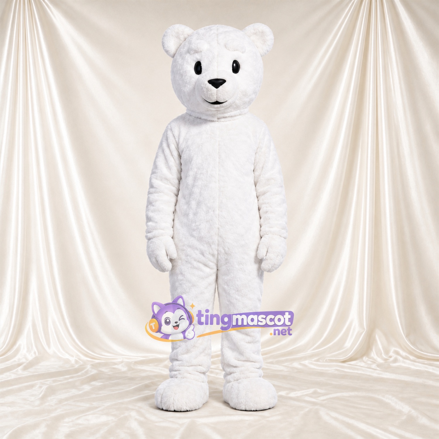 Costume de mascotte Ours polaire – blanc – Bouche fermée; Tête Costume de mascotte Ours polaire – blanc – Bouche fermée; Tête