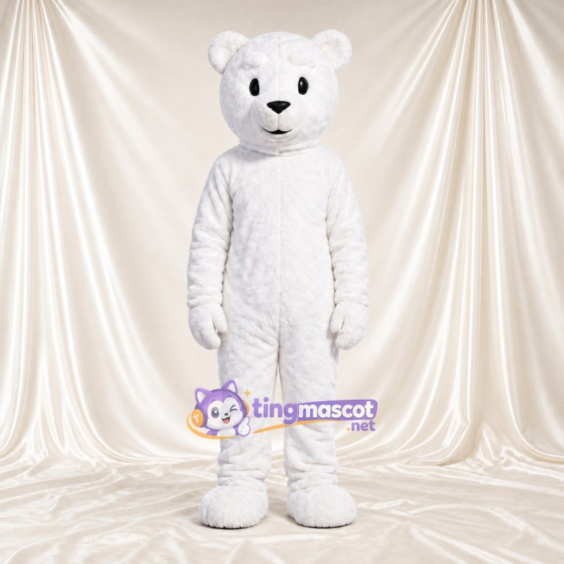 Costume de mascotte Ours polaire – blanc – Bouche fermée; Tête