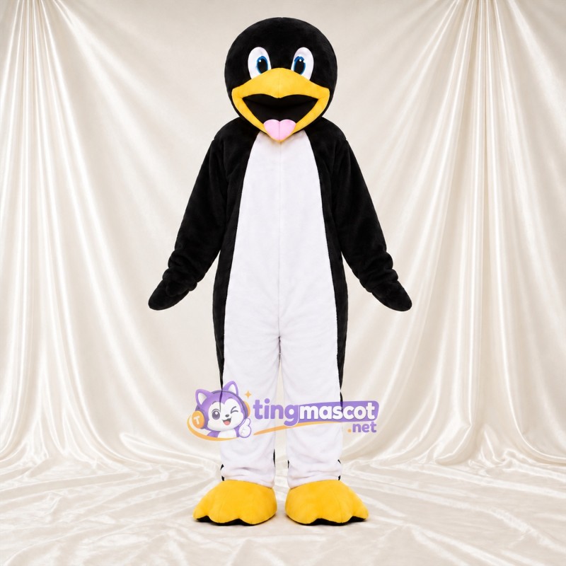 Costume de mascotte Pingouin – noir / blanc – Nœud papillon (rose) Costume de mascotte Pingouin – noir / blanc – Nœud papillon (rose)