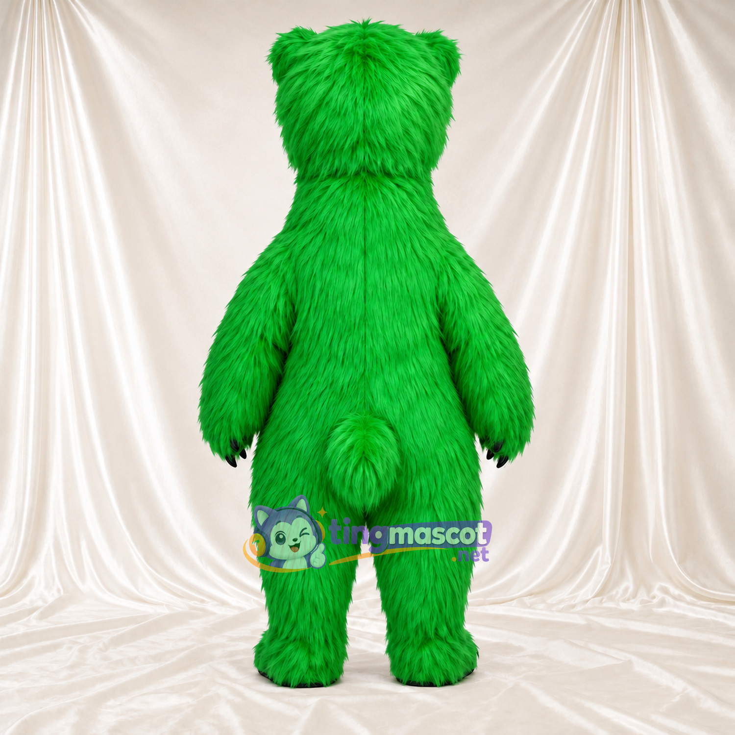 Maskottchenkostüm Bär – grün – Krallen (schwarz); Zottelfell Maskottchenkostüm Bär – grün – Krallen (schwarz); Zottelfell