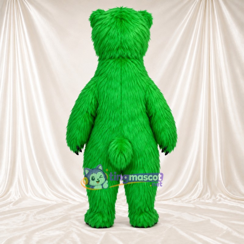 Maskottchenkostüm Bär – grün – Krallen (schwarz); Zottelfell Maskottchenkostüm Bär – grün – Krallen (schwarz); Zottelfell