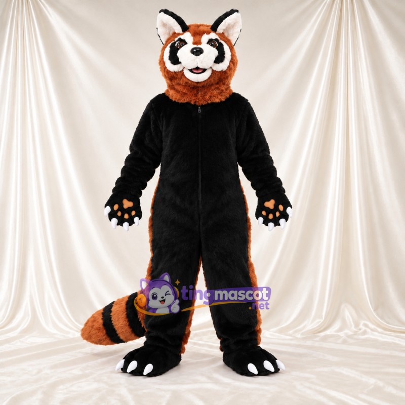 Orange and Black Red Panda Mascot Costume - White Claws and Yellow Paw Pads Orange and Black Red Panda Mascot Costume - White Claws and Yellow Paw Pads