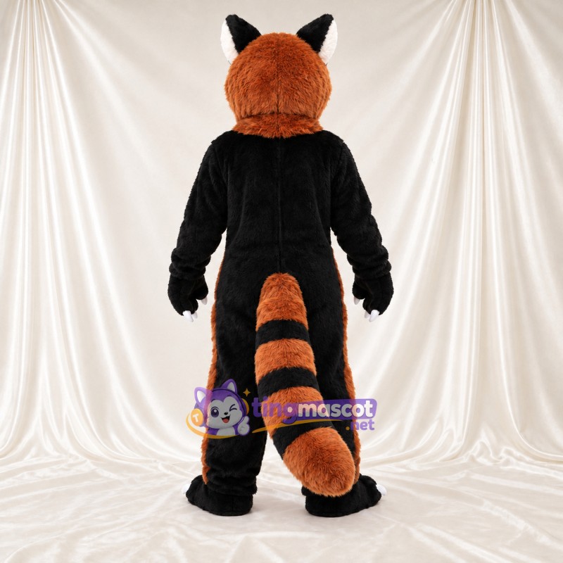 Orange and Black Red Panda Mascot Costume - White Claws and Yellow Paw Pads