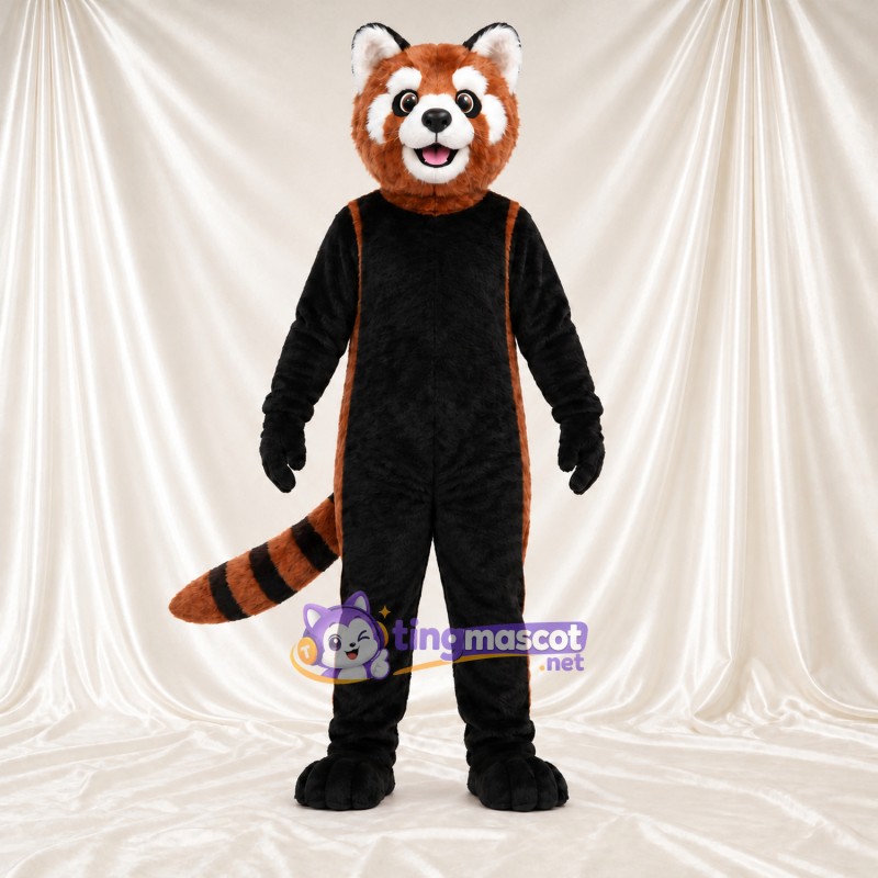 Brown and Black Red Panda Mascot Costume - Black Belly and Long Tail Brown and Black Red Panda Mascot Costume - Black Belly and Long Tail