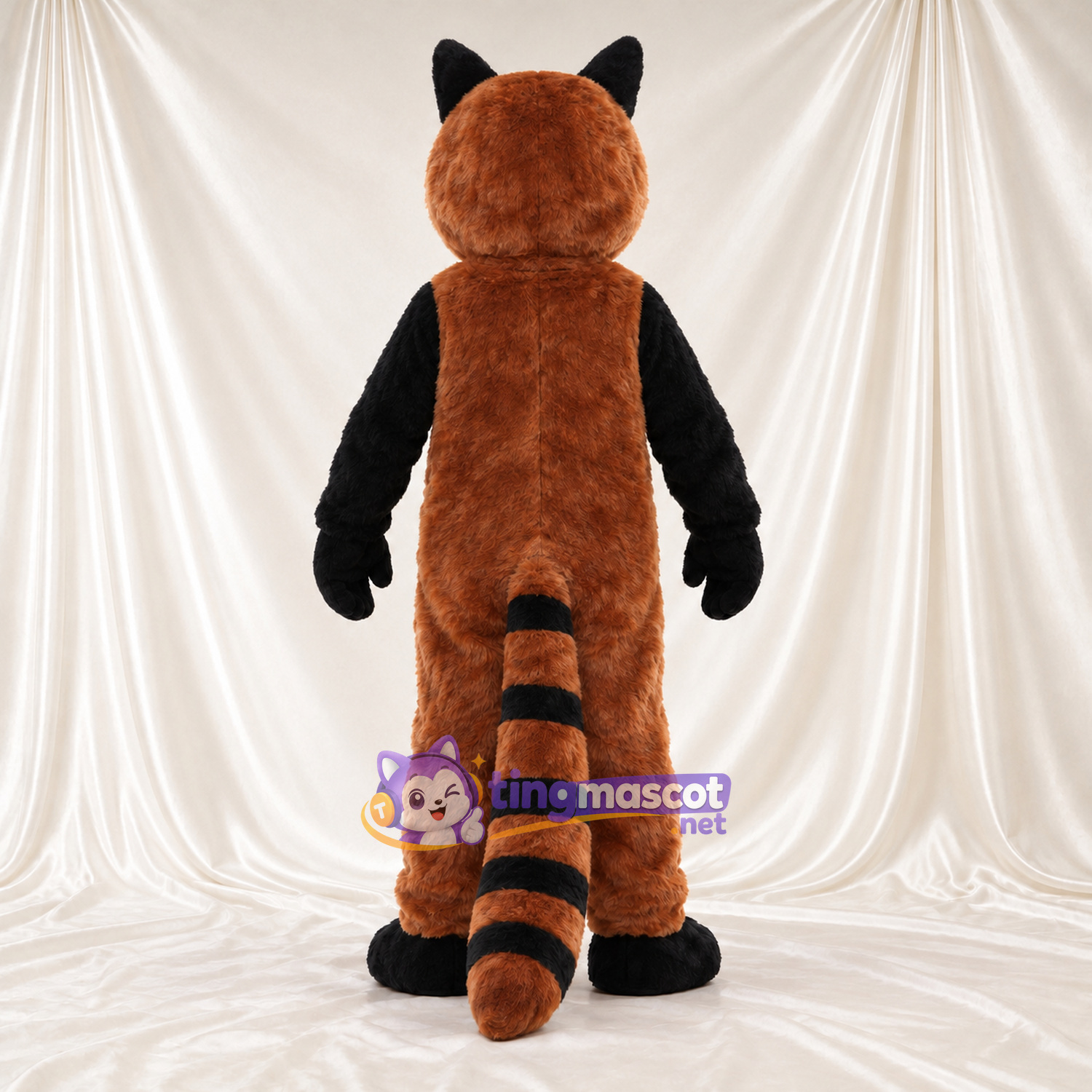 Brown and Black Red Panda Mascot Costume - Black Belly and White-Striped Tail Brown and Black Red Panda Mascot Costume - Black Belly and White-Striped Tail