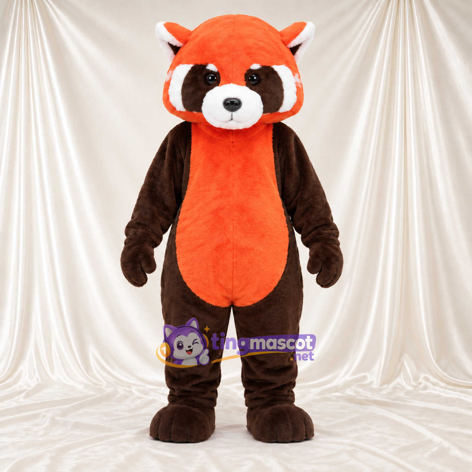Orange and Black Red Panda Mascot Costume - Orange Belly and White-Striped Tail Orange and Black Red Panda Mascot Costume - Orange Belly and White-Striped Tail