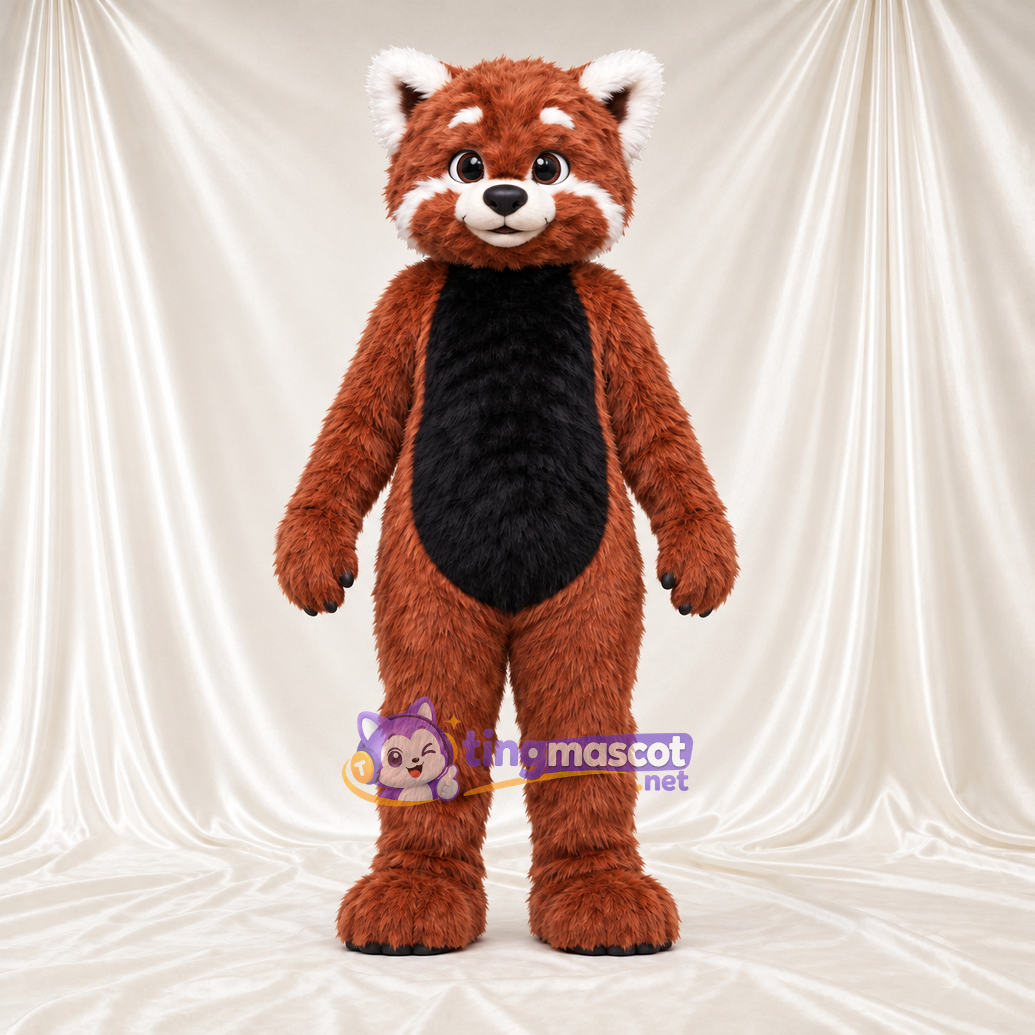 Brown and Black Red Panda Mascot Costume - Black Belly and Bushy Tail Brown and Black Red Panda Mascot Costume - Black Belly and Bushy Tail