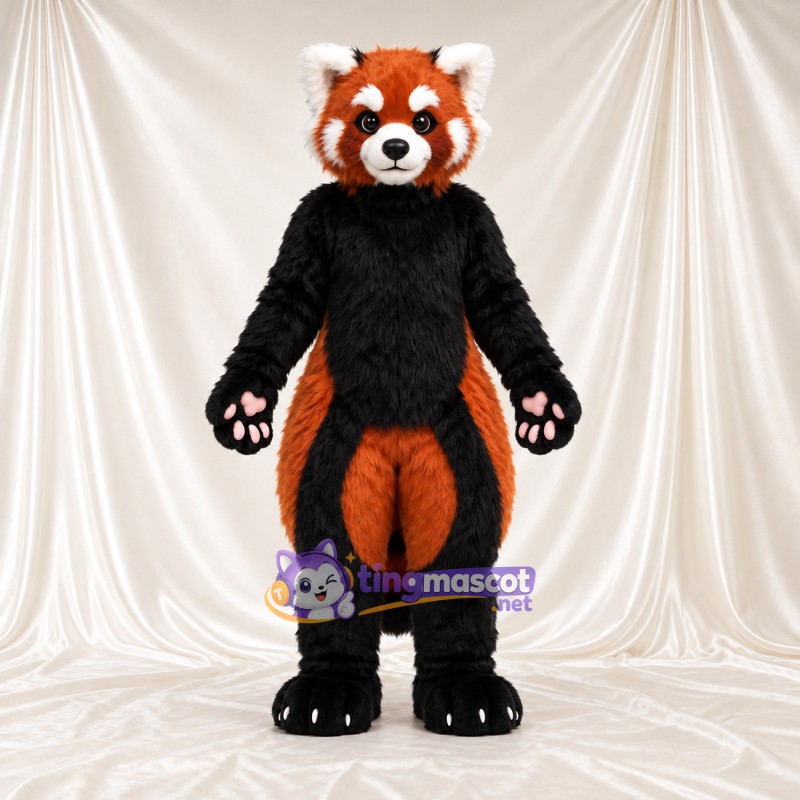 Orange and Black Red Panda Mascot Costume - Black Belly and Pink Paw Pads Orange and Black Red Panda Mascot Costume - Black Belly and Pink Paw Pads