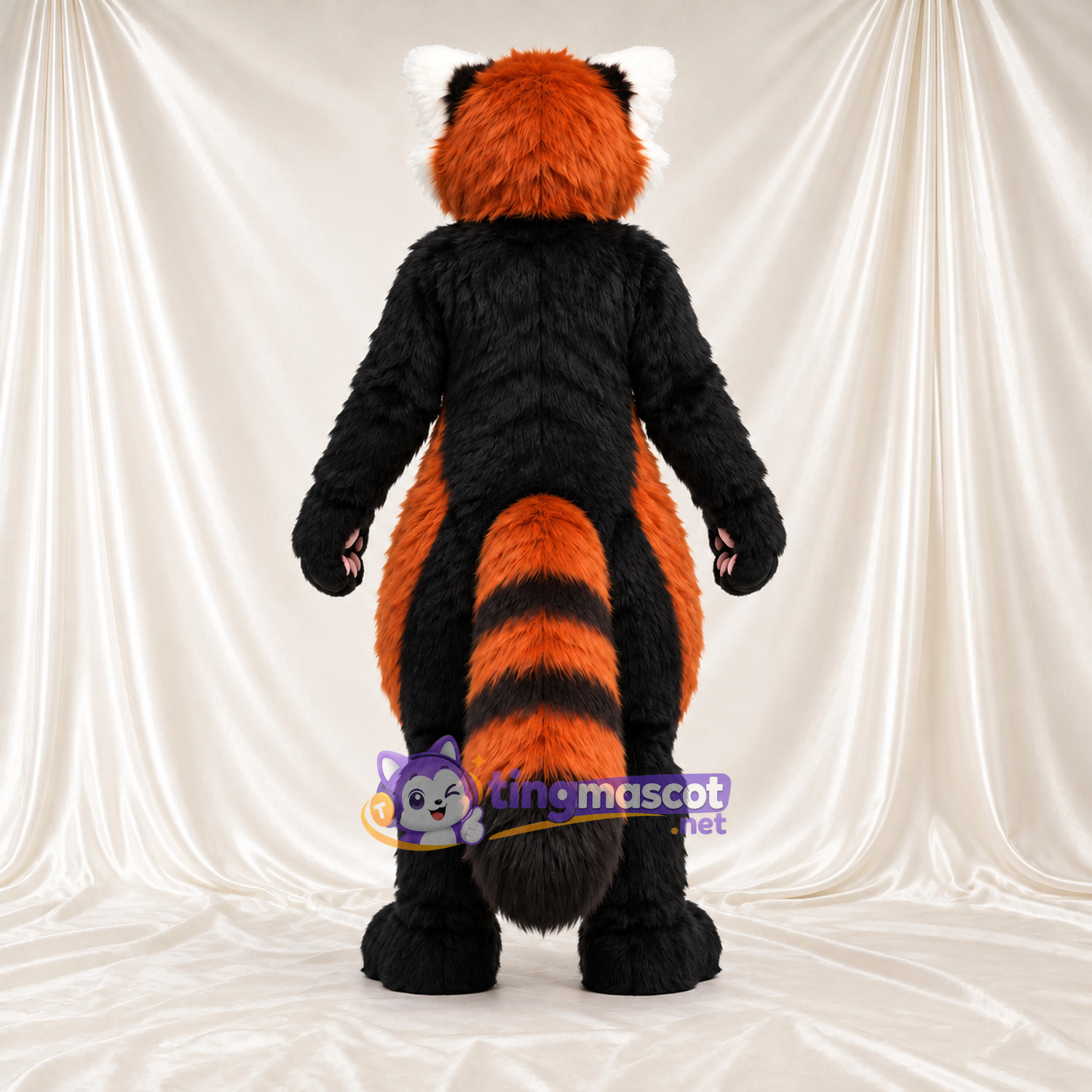 Orange and Black Red Panda Mascot Costume - Black Belly and Pink Paw Pads Orange and Black Red Panda Mascot Costume - Black Belly and Pink Paw Pads