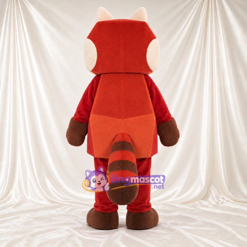 Costume de mascotte Panda roux – rouge – Tête et corps géométriques Costume de mascotte Panda roux – rouge – Tête et corps géométriques