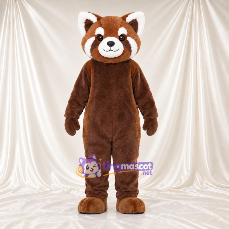 Maskottchenkostüm Roter Panda – braun – Bauch (braun); Gestreifter Schwanz (weiß) Maskottchenkostüm Roter Panda – braun – Bauch (braun); Gestreifter Schwanz (weiß)