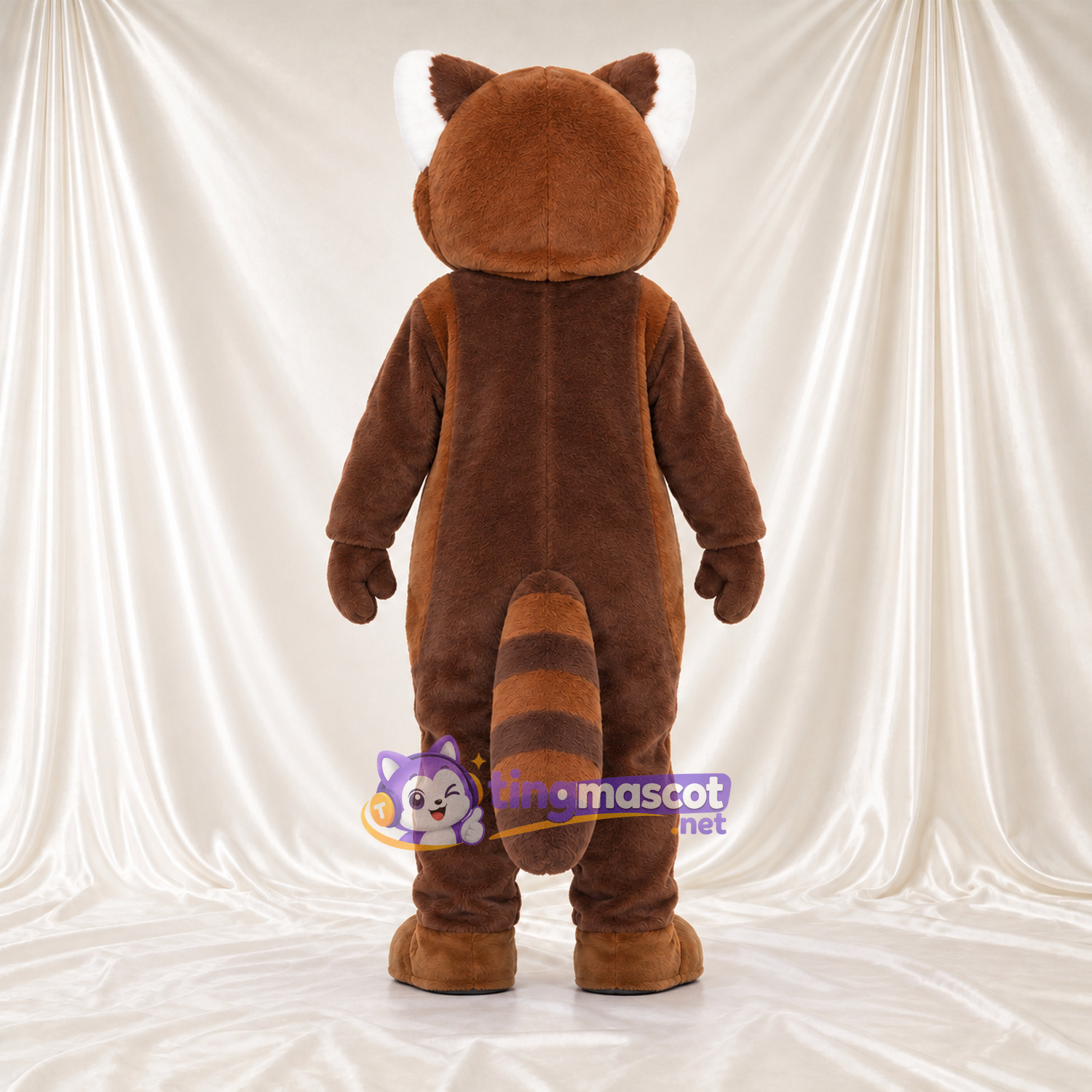 Maskottchenkostüm Roter Panda – braun – Bauch (braun); Gestreifter Schwanz (weiß) Maskottchenkostüm Roter Panda – braun – Bauch (braun); Gestreifter Schwanz (weiß)