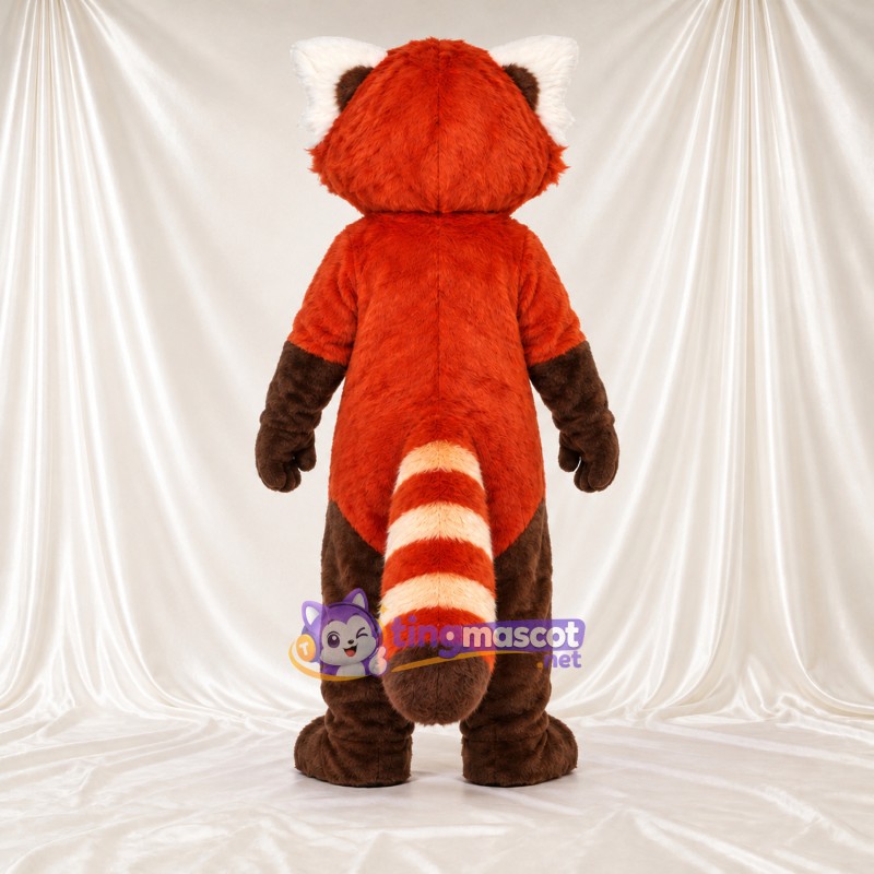 Costume de mascotte Panda roux – rouge / marron – Ventre (marron); Queue rayée (blanc)