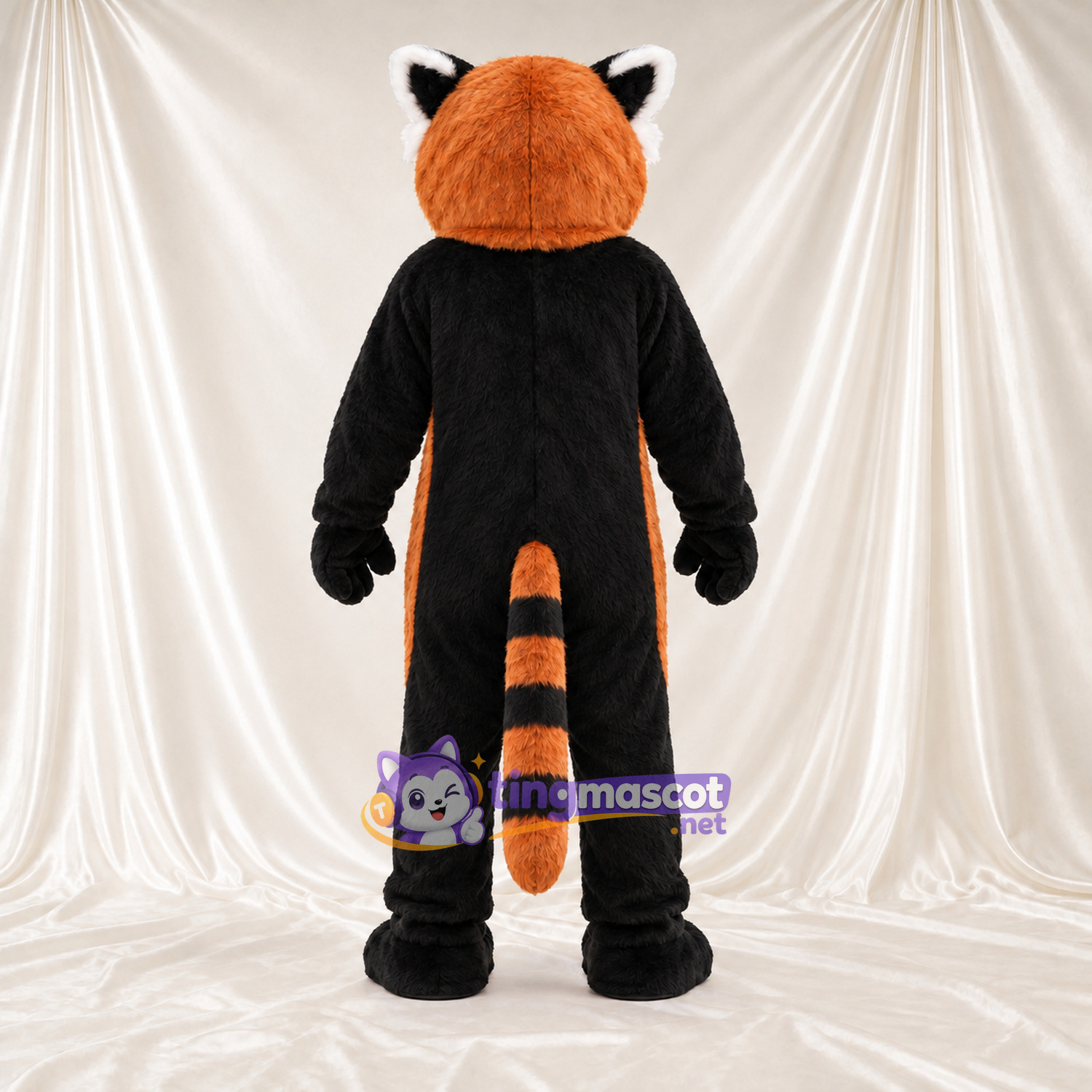 Brown and Black Red Panda Mascot Costume - Black Belly and White-Striped Tail Brown and Black Red Panda Mascot Costume - Black Belly and White-Striped Tail