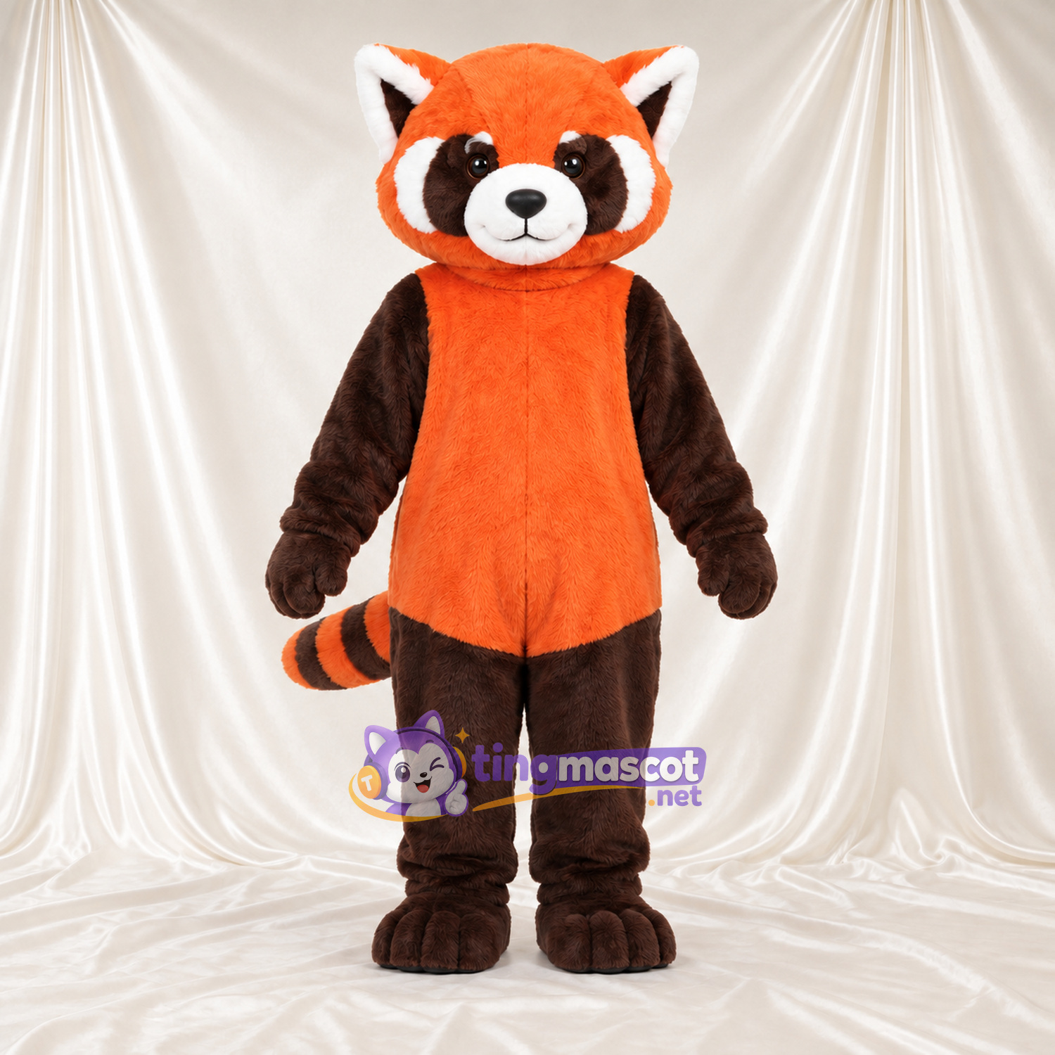 Orange and Black Red Panda Mascot Costume - Orange Belly and White-Striped Tail Orange and Black Red Panda Mascot Costume - Orange Belly and White-Striped Tail