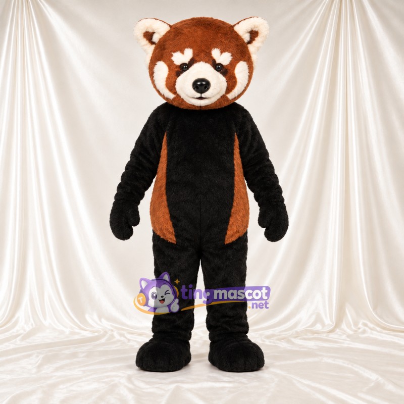 Brown and Black Red Panda Mascot Costume - Black Belly and Cream Inner Ears Brown and Black Red Panda Mascot Costume - Black Belly and Cream Inner Ears