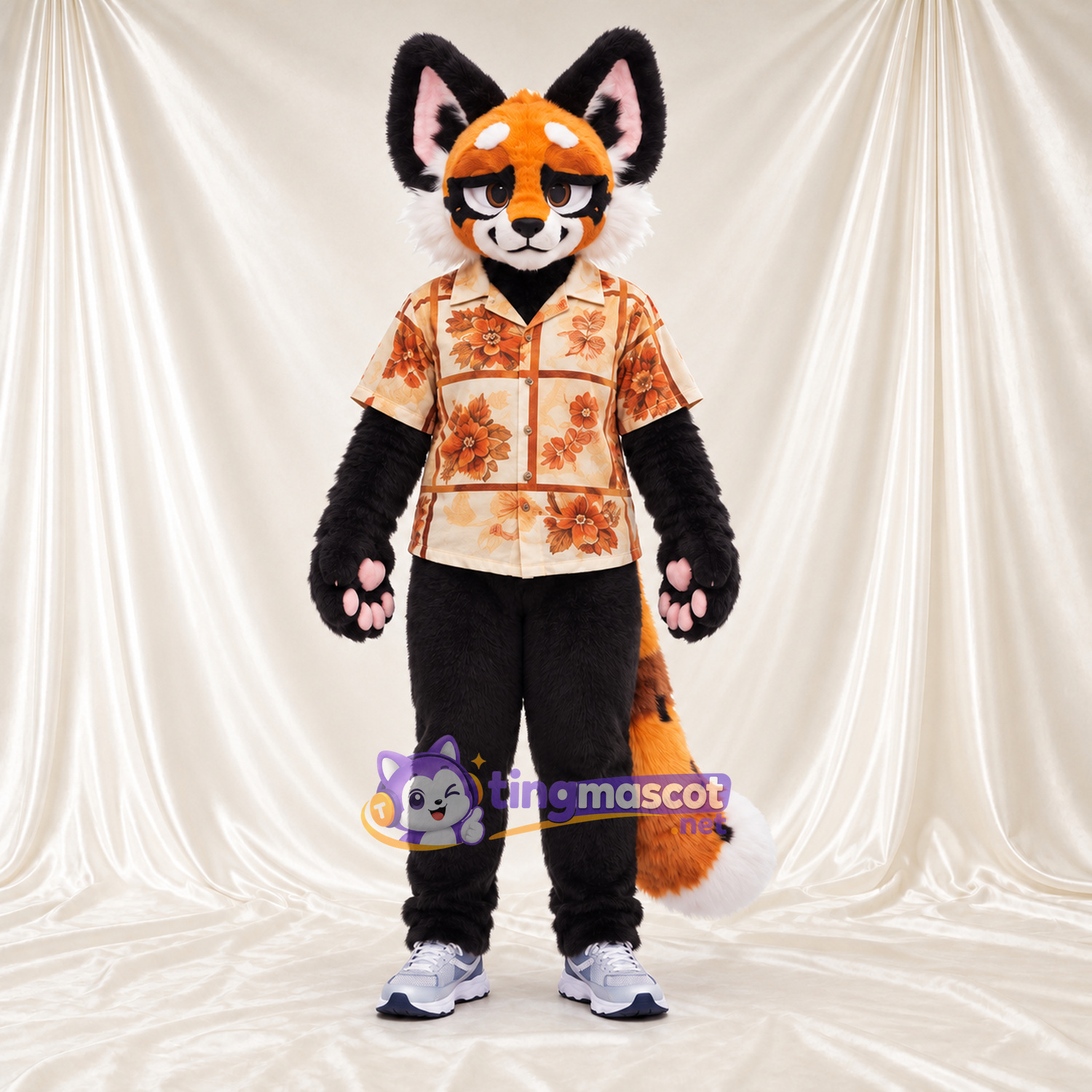 Maskottchenkostüm Fuchs – orange / schwarz – Hemd Maskottchenkostüm Fuchs – orange / schwarz – Hemd