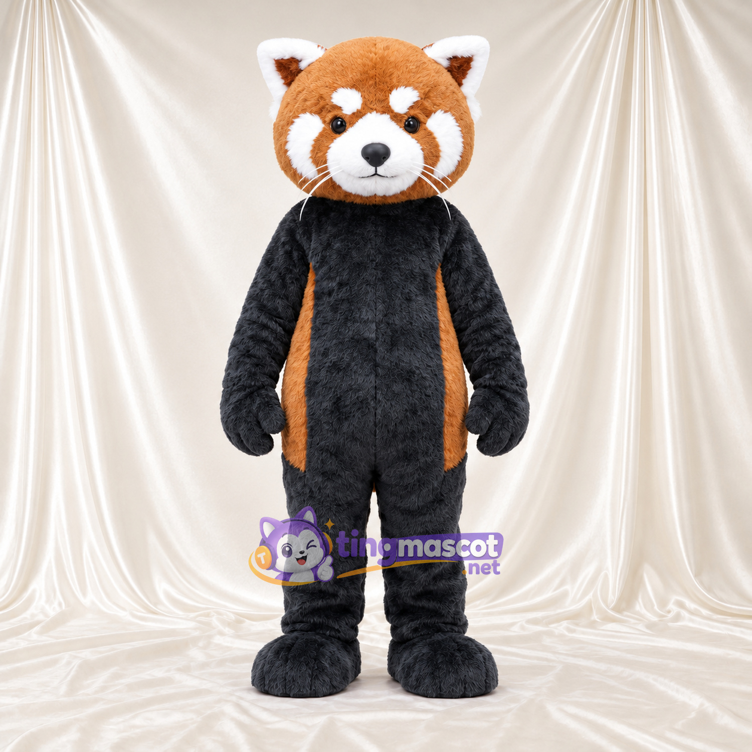 Brown and Black Red Panda Mascot Costume - Black Belly and White-Striped Tail Brown and Black Red Panda Mascot Costume - Black Belly and White-Striped Tail