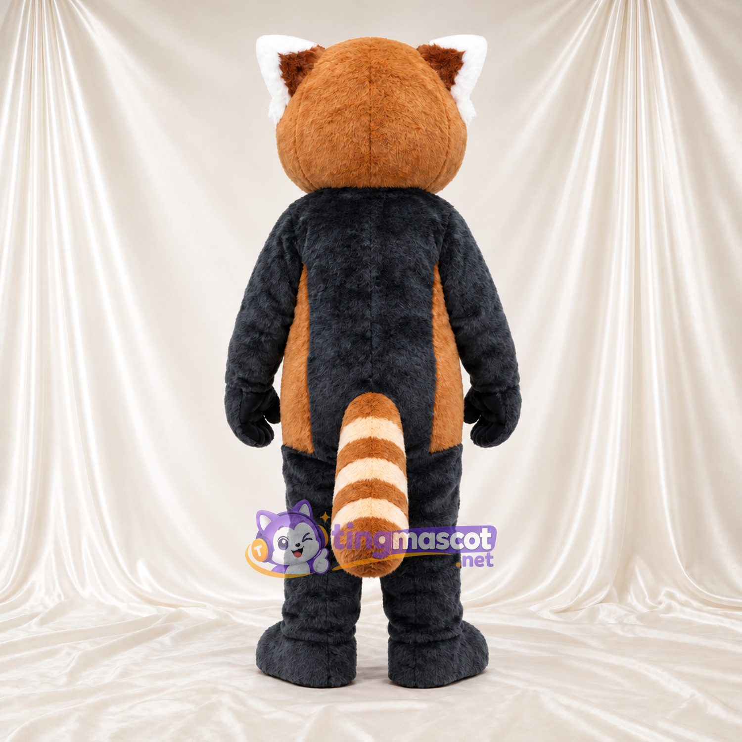 Brown and Black Red Panda Mascot Costume - Black Belly and White-Striped Tail Brown and Black Red Panda Mascot Costume - Black Belly and White-Striped Tail