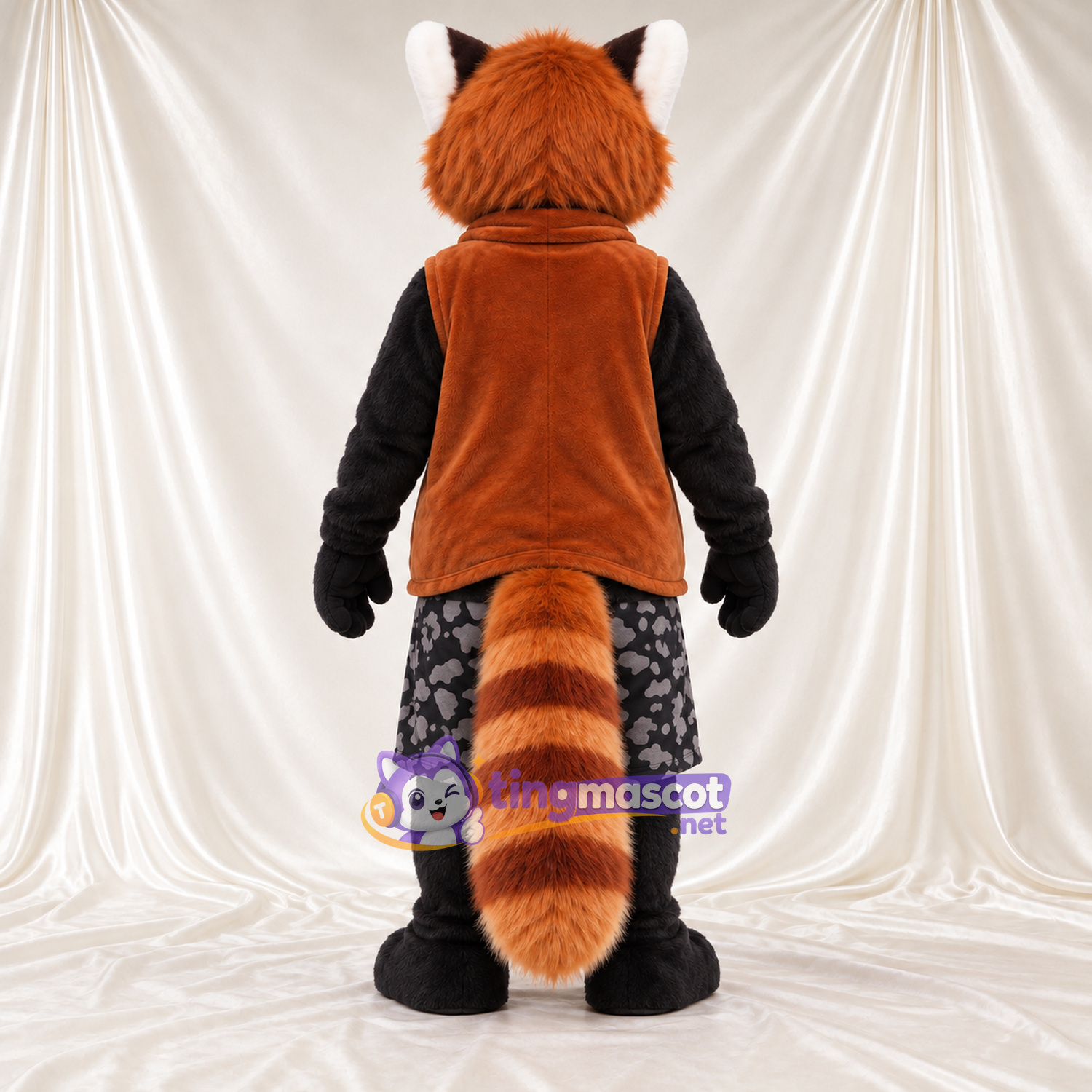 Costume de mascotte Panda roux – marron – Gilet (marron); Short Costume de mascotte Panda roux – marron – Gilet (marron); Short