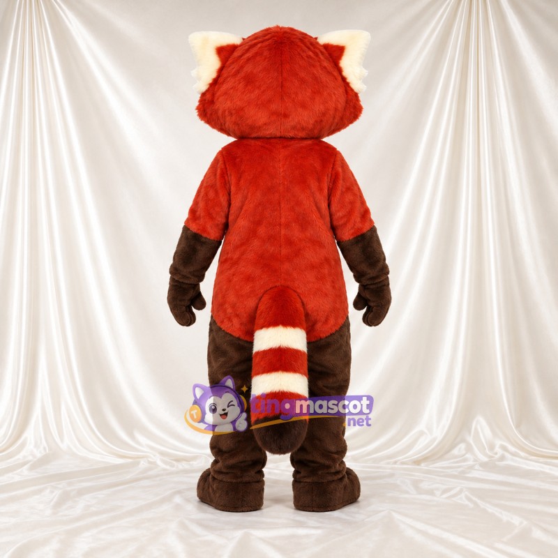 Costume de mascotte Panda roux – rouge / marron – Ventre (marron); Queue rayée (blanc) Costume de mascotte Panda roux – rouge / marron – Ventre (marron); Queue rayée (blanc)