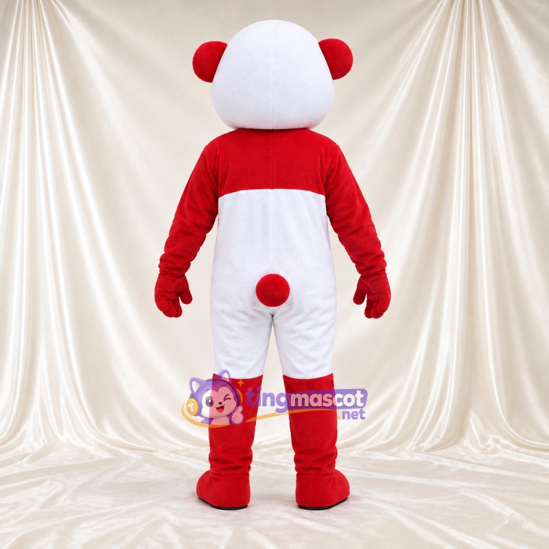 Costume de mascotte Panda – rouge / blanc – Ventre (blanc); Queue ronde Costume de mascotte Panda – rouge / blanc – Ventre (blanc); Queue ronde
