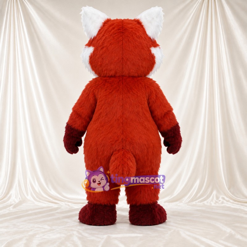 Costume de mascotte Panda roux – rouge – Mains (marron); Bouche ouverte Costume de mascotte Panda roux – rouge – Mains (marron); Bouche ouverte