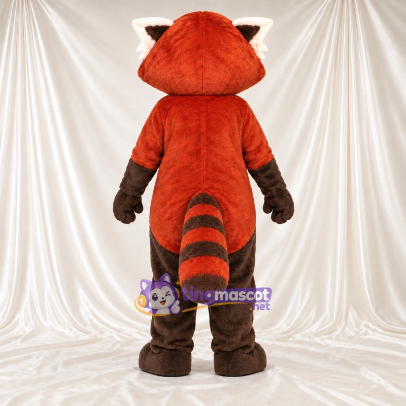 Costume de mascotte Panda roux – rouge / marron – Ventre (marron); Longue queue Costume de mascotte Panda roux – rouge / marron – Ventre (marron); Longue queue