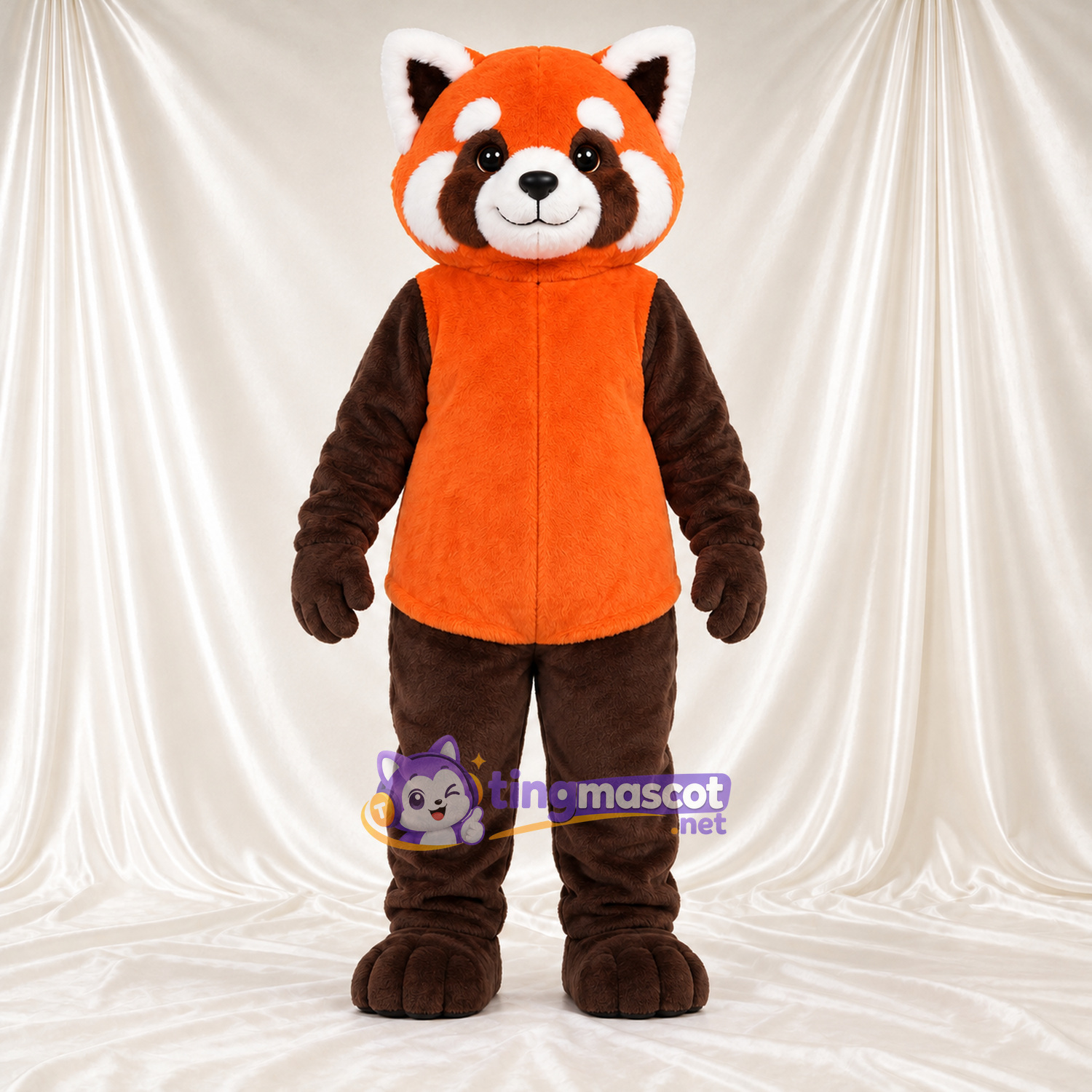 Orange and Black Red Panda Mascot Costume - Orange Belly and White-Striped Tail Orange and Black Red Panda Mascot Costume - Orange Belly and White-Striped Tail