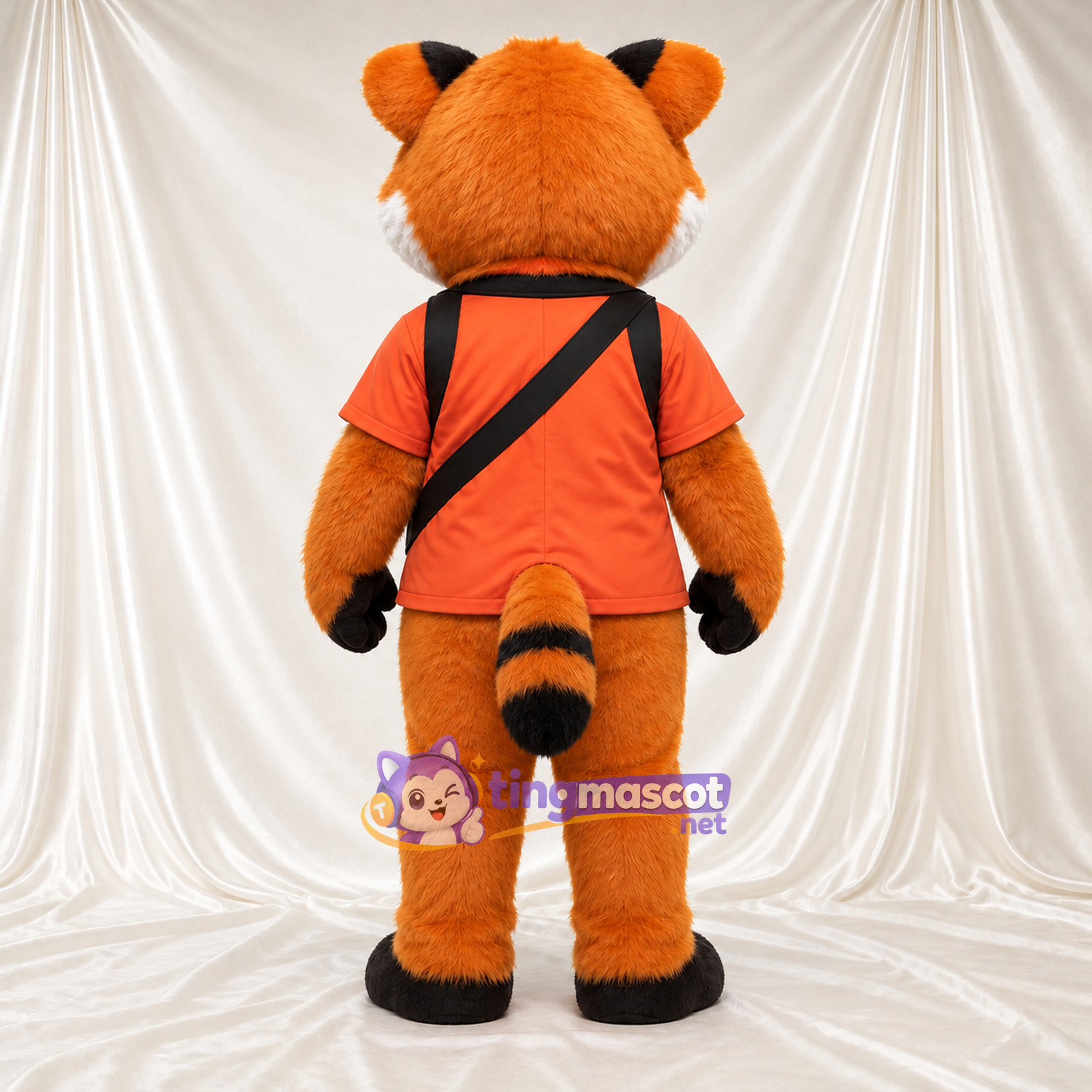 Orange and Black Red Panda Mascot Costume - Orange Shirt and Shoulder Bag