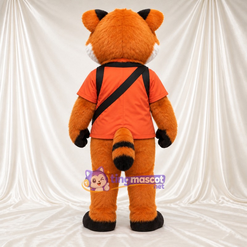 Orange and Black Red Panda Mascot Costume - Orange Shirt and Shoulder Bag