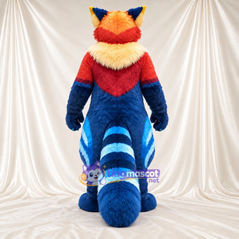Blue, Red and Yellow Red Panda Mascot Costume Blue, Red and Yellow Red Panda Mascot Costume