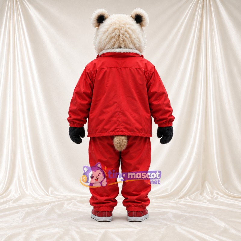 Costume de mascotte Panda – crème / noir – Veste (rouge); Pantalon