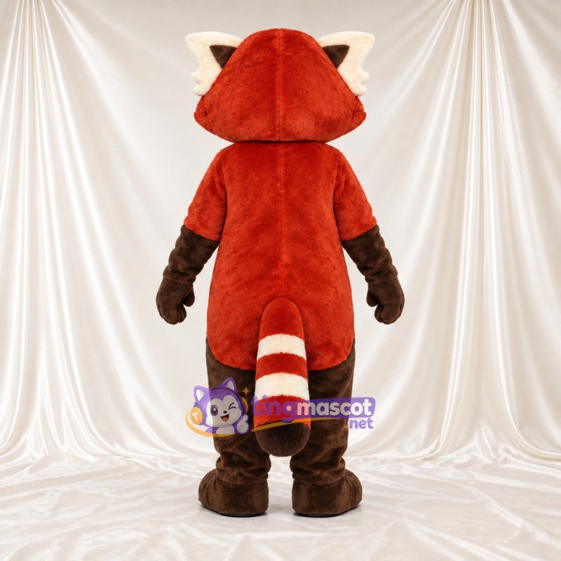 Costume de mascotte Panda roux – rouge / marron – Ventre (marron); Queue rayée (blanc) Costume de mascotte Panda roux – rouge / marron – Ventre (marron); Queue rayée (blanc)