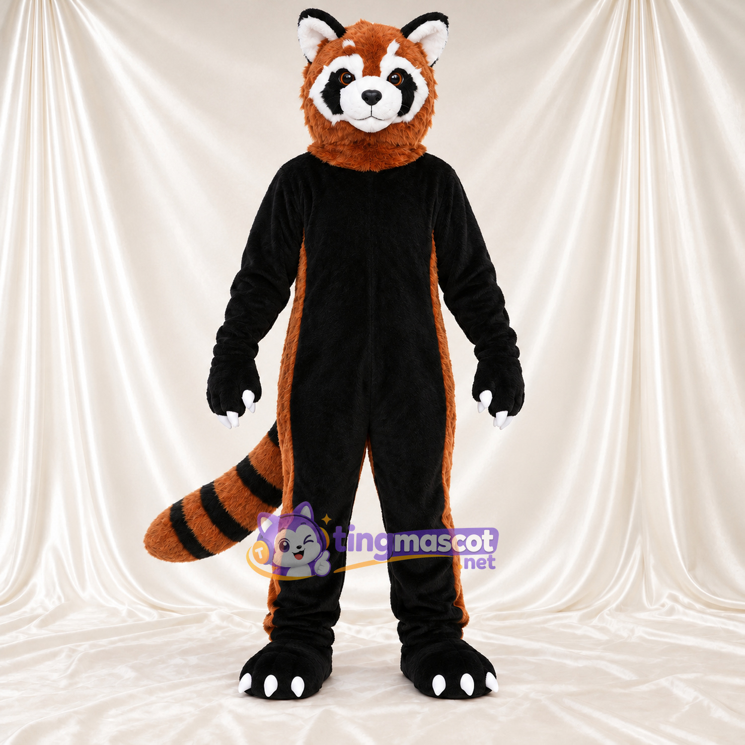 Maskottchenkostüm Roter Panda – braun – Bauch (schwarz); Krallen (weiß) Maskottchenkostüm Roter Panda – braun – Bauch (schwarz); Krallen (weiß)