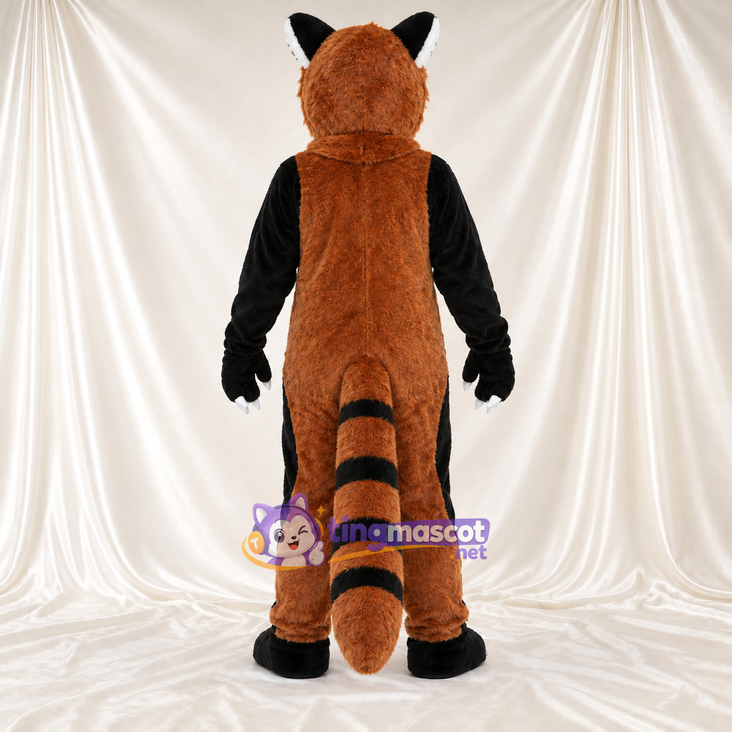 Maskottchenkostüm Roter Panda – braun – Bauch (schwarz); Krallen (weiß) Maskottchenkostüm Roter Panda – braun – Bauch (schwarz); Krallen (weiß)