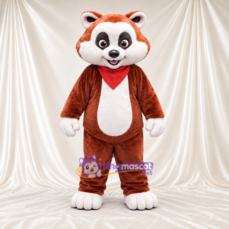 Brown Red Panda Mascot Costume - Red Bandana Brown Red Panda Mascot Costume - Red Bandana