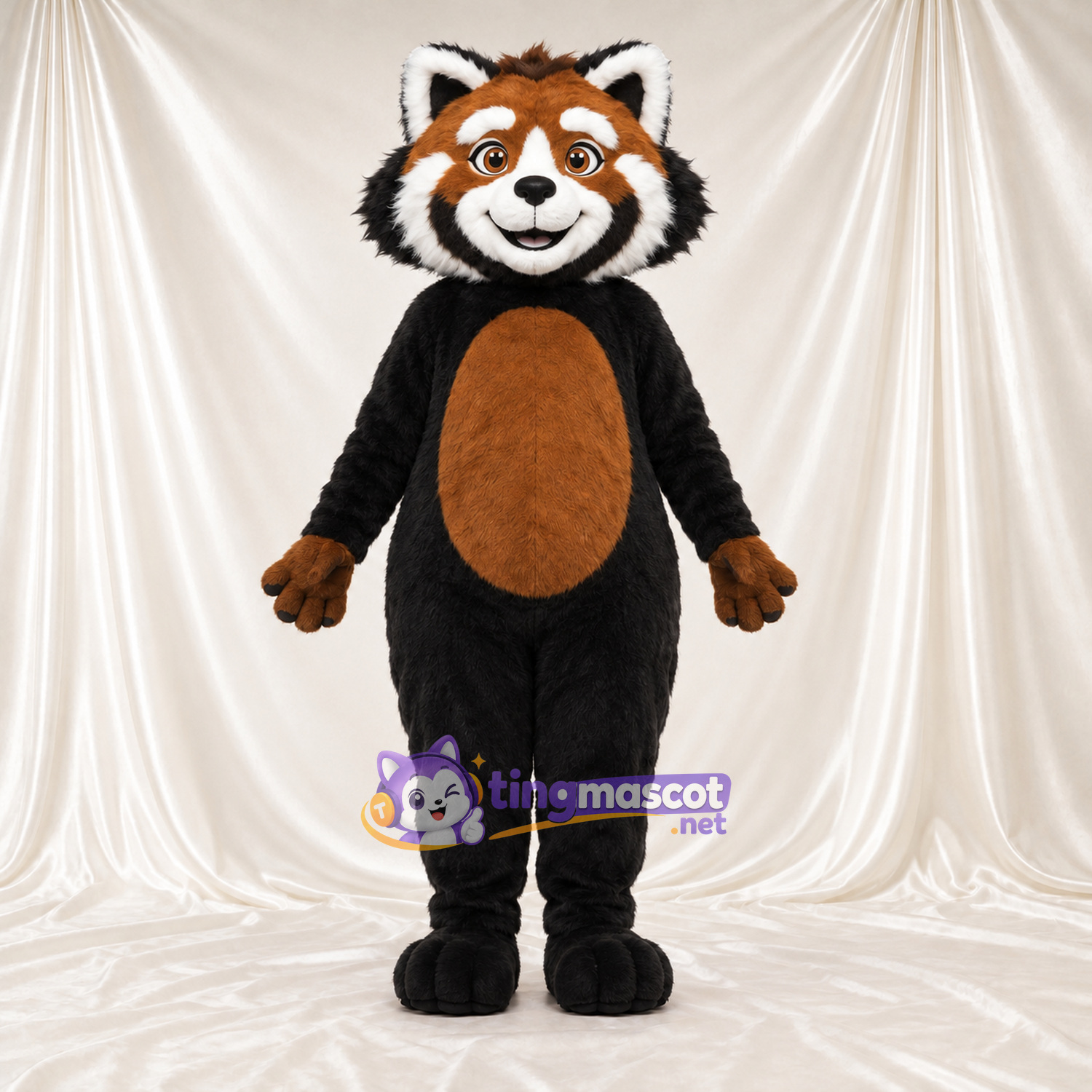 Maskottchenkostüm Roter Panda – braun – Bauch (hellbraun); Gestreifter Schwanz (weiß) Maskottchenkostüm Roter Panda – braun – Bauch (hellbraun); Gestreifter Schwanz (weiß)