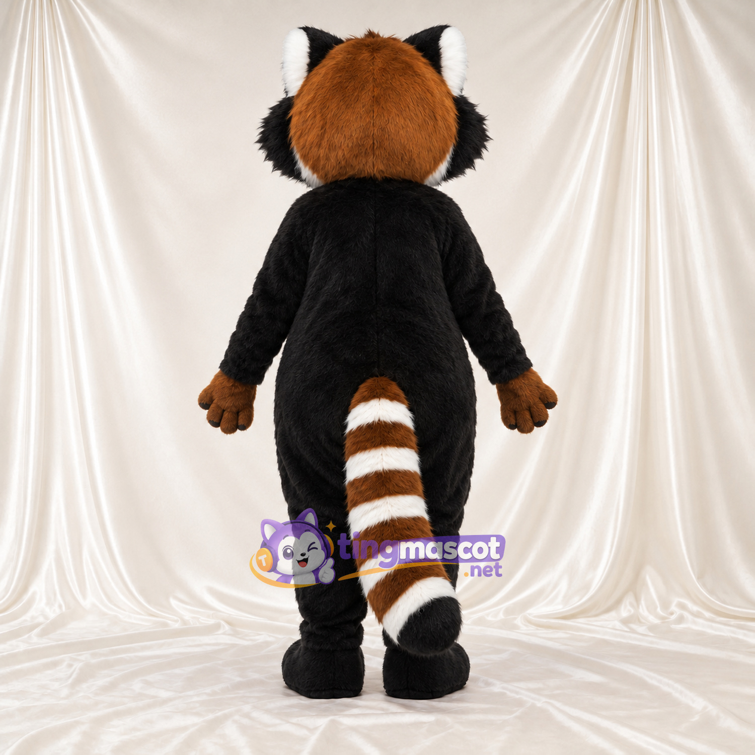 Maskottchenkostüm Roter Panda – braun – Bauch (hellbraun); Gestreifter Schwanz (weiß) Maskottchenkostüm Roter Panda – braun – Bauch (hellbraun); Gestreifter Schwanz (weiß)