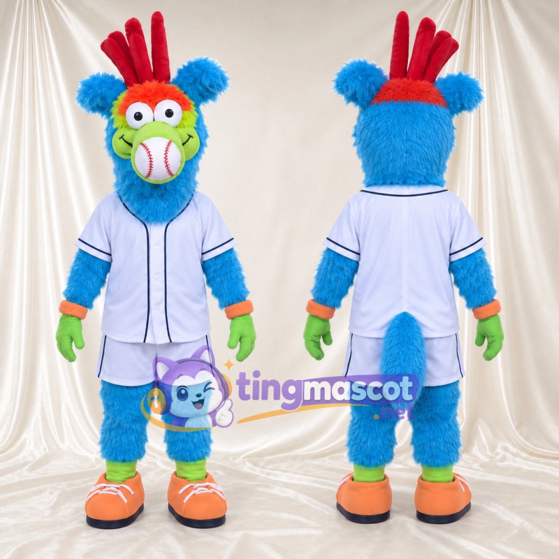 Blue Rooster Mascot Costume - White Jacket