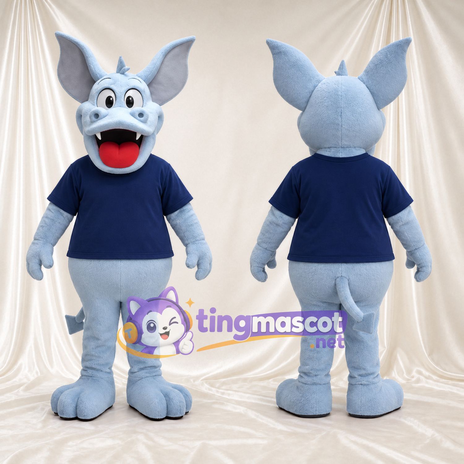Costume de mascotte Âne – gris – Chemise (bleu) Costume de mascotte Âne – gris – Chemise (bleu)